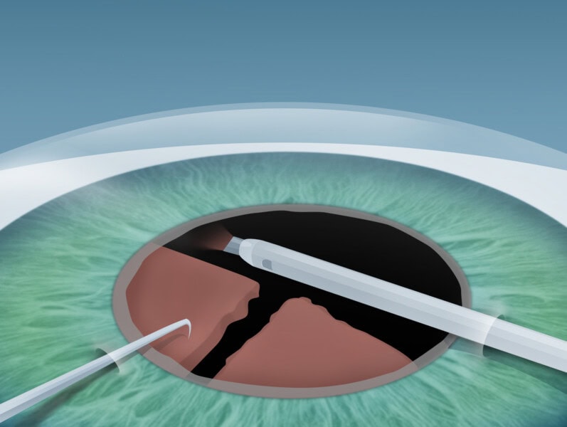 2. Schritt der Katarakt OP (Grauer Star Operation) in der Augenklinik Steiermark, in Graz